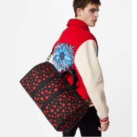 Louis Vuitton Unisex LV x YK Bandoulière Keepall 50 Black Red Taurillon Monogram Cowhide Infinity Dots (2)