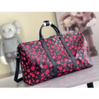 Louis Vuitton Unisex LV x YK Bandoulière Keepall 50 Black Red Taurillon Monogram Cowhide Infinity Dots (2)