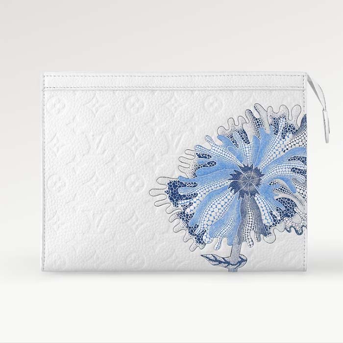 Louis Vuitton Unisex LV x YK Pochette Voyage White Taurillon Monogram Cowhide Psychedelic Flower