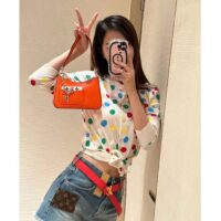 Louis Vuitton Women LV Marellini Handbag Orange Minnesota Epi Grained Smooth Cowhide Leather (3)