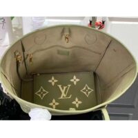 Louis Vuitton Women LV Neverfull MM Light Khaki Cream Monogram Empreinte Embossed Grained Cowhide Leather (4)