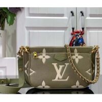 Louis Vuitton Women Multi Pochette Accessoires Light Khaki Cream Monogram Empreinte Embossed Grained Cowhide Leather ( (9)