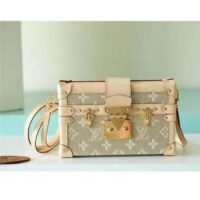 Louis Vuitton Women Petite Malle Beige Monogram Coated Canvas Cowhide Leather Sheepskin (3)