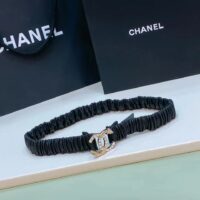 Chanel CC Women Belt Lambskin Gold-Tone Metal Strass Black (9)