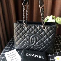 Chanel Women CC Shopping Bag Black Calfskin Leather Gold-Tone Metal (14)