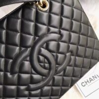 Chanel Women CC Shopping Bag Black Calfskin Leather Gold-Tone Metal