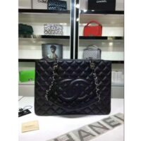 Chanel Women CC Shopping Bag Black Calfskin Leather Gold-Tone Metal (14)