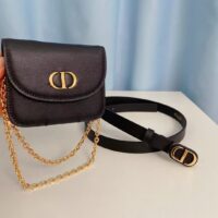 Dior CD Unisex 30 Montaigne Removable Pouch Belt Black Smooth Calfskin 20 MM Width (8)