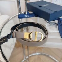 Dior CD Unisex 30 Montaigne Reversible Belt Hazelnut Black Smooth Calfskin 20 MM Width (1)