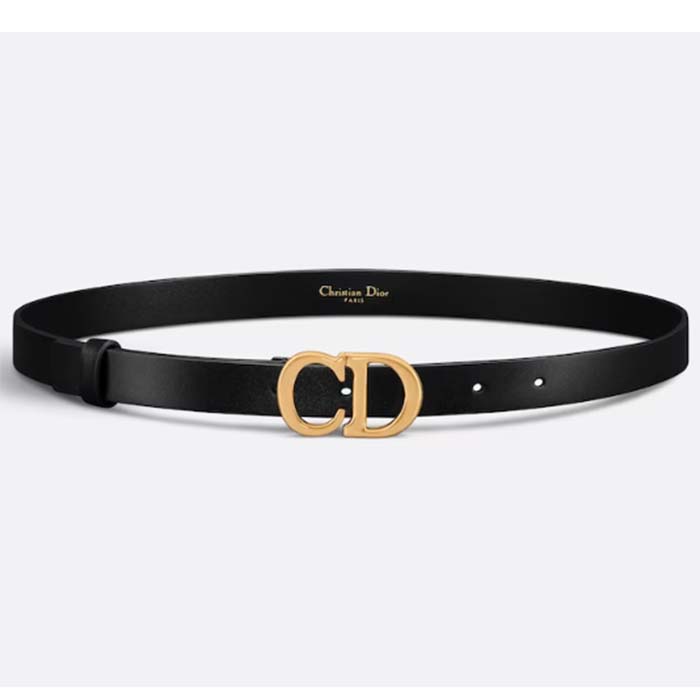 Dior CD Women 30 Montaigne Belt Black Smooth Calfskin 35 MM Width