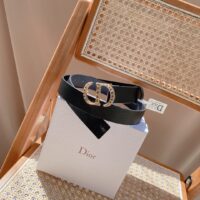 Dior Unisex CD 30 Montaigne Crystals Belt Black Smooth Calfskin Silver-Tone 27 MM Width (1)