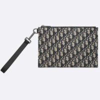 Dior Unisex CD A5 Pouch Beige Black Dior Oblique Jacquard (3)