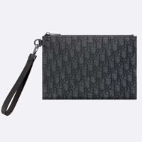 Dior Unisex CD A5 Pouch Black Dior Oblique Jacquard (1)