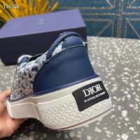 Dior Unisex CD B33 Sneaker Navy Blue Smooth Calfskin Cream Oblique Raised Embroidery (1)