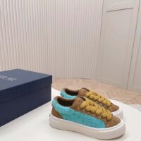 Dior Unisex CD Digital Twin Collectible B33 Sneaker Turquoise Dior Oblique Mohair Brown Suede (11)