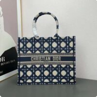 Dior Unisex CD Large Dior Book Tote Beige Blue Macrocannage Embroidery (4)