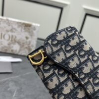 Dior Unisex CD Saddle 5-Gusset Card Holder Blue Dior Oblique Jacquard (1)