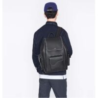 Dior Unisex CD Saddle Backpack Black Grained Calfskin Leather Flap Drawstring Closure (1)