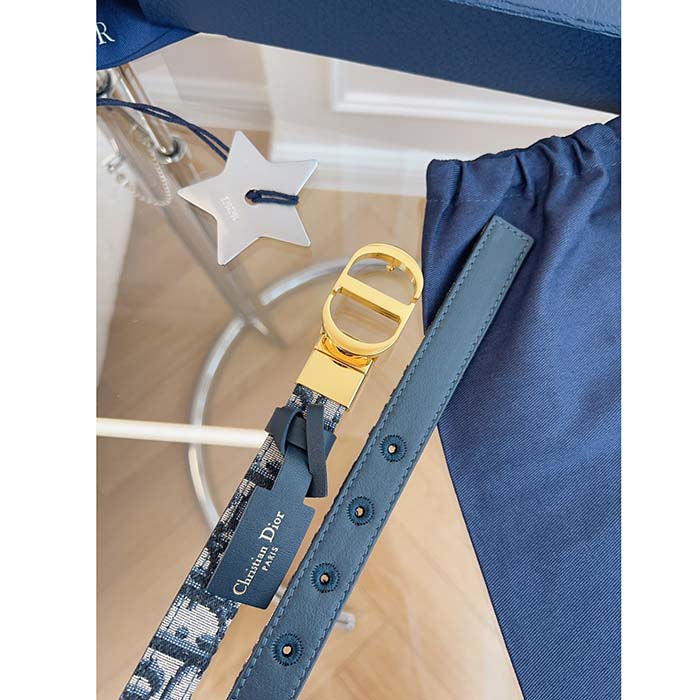 Dior Unisex CD Saddle Belt Blue Dior Oblique Jacquard 20 MM Width (4)