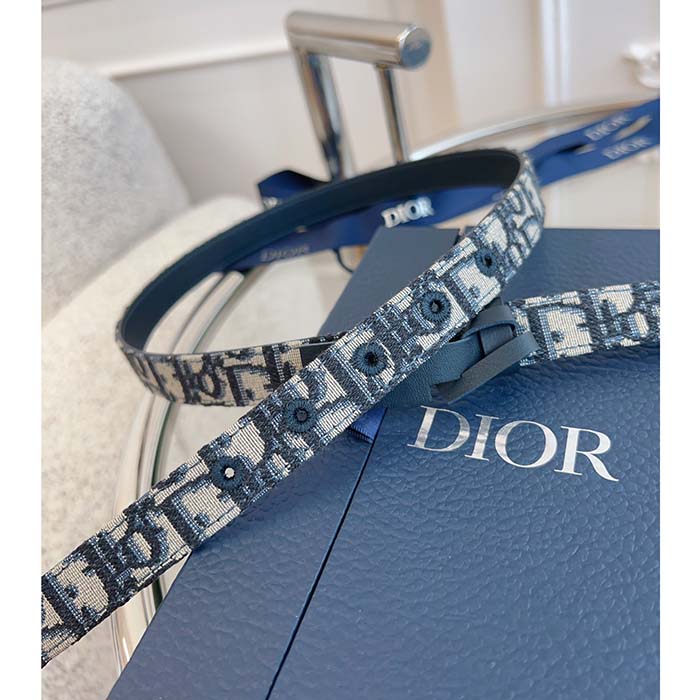 Dior Unisex CD Saddle Belt Blue Dior Oblique Jacquard 20 MM Width (7)