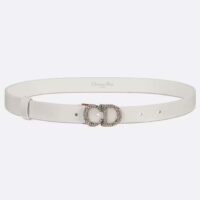 Dior Unisex CD Saddle Belt Latte Ultrasmooth Calfskin White Crystals 20 MM Width