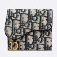 Dior Unisex CD Saddle Lotus Wallet Blue Dior Oblique Jacquard (1)