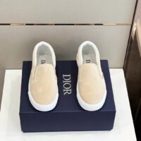 Dior Unisex CD Shoes B101 Slip-On Sneaker Beige Suede Smooth Calfskin (11)