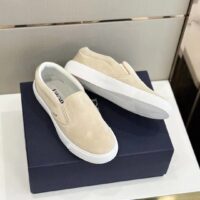 Dior Unisex CD Shoes B101 Slip-On Sneaker Beige Suede Smooth Calfskin (11)