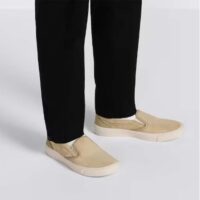 Dior Unisex CD Shoes B101 Slip-On Sneaker Beige Suede Smooth Calfskin (11)