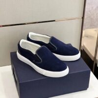 Dior Unisex CD Shoes B101 Slip-On Sneaker Navy Blue Suede Smooth Calfskin (12)