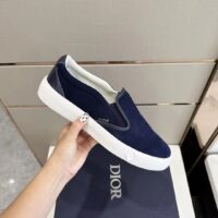 Dior Unisex CD Shoes B101 Slip-On Sneaker Navy Blue Suede Smooth Calfskin (12)