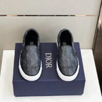 Dior Unisex Shoes B101 Slip-On Sneaker Black CD Diamond Canvas Smooth Calfskin (1)