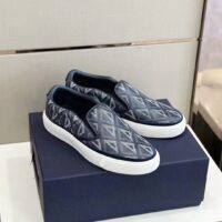 Dior Unisex Shoes B101 Slip-On Sneaker Navy Blue CD Diamond Canvas Smooth Calfskin (12)