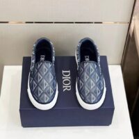 Dior Unisex Shoes B101 Slip-On Sneaker Navy Blue CD Diamond Canvas Smooth Calfskin (12)