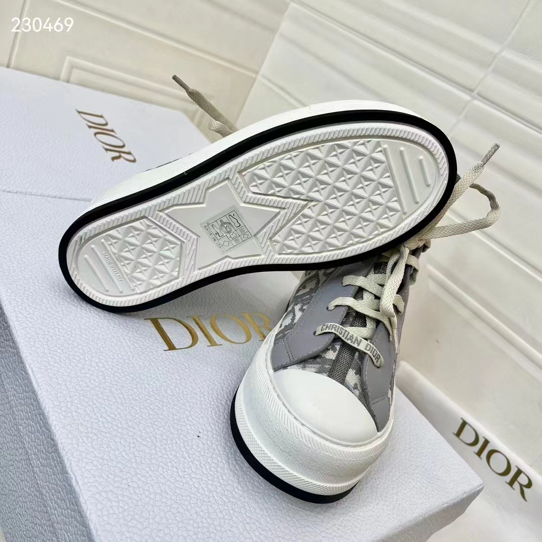 Dior Unisex Shoes CD Walk’N’Dior Sneaker Gray Dior Oblique Technical Mesh Calfskin (5)