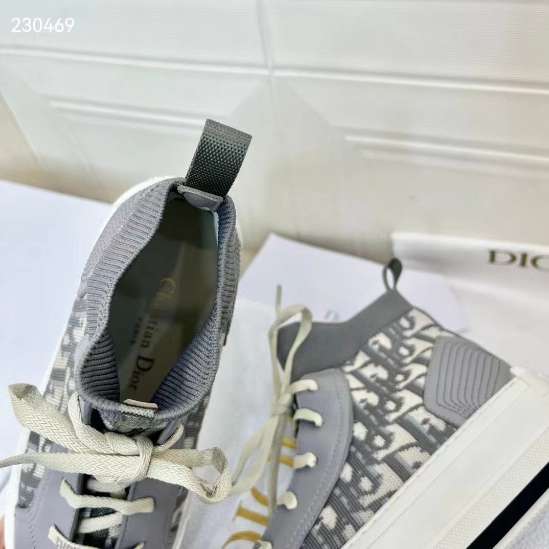 Dior Unisex Shoes CD Walk’N’Dior Sneaker Gray Dior Oblique Technical Mesh Calfskin (6)