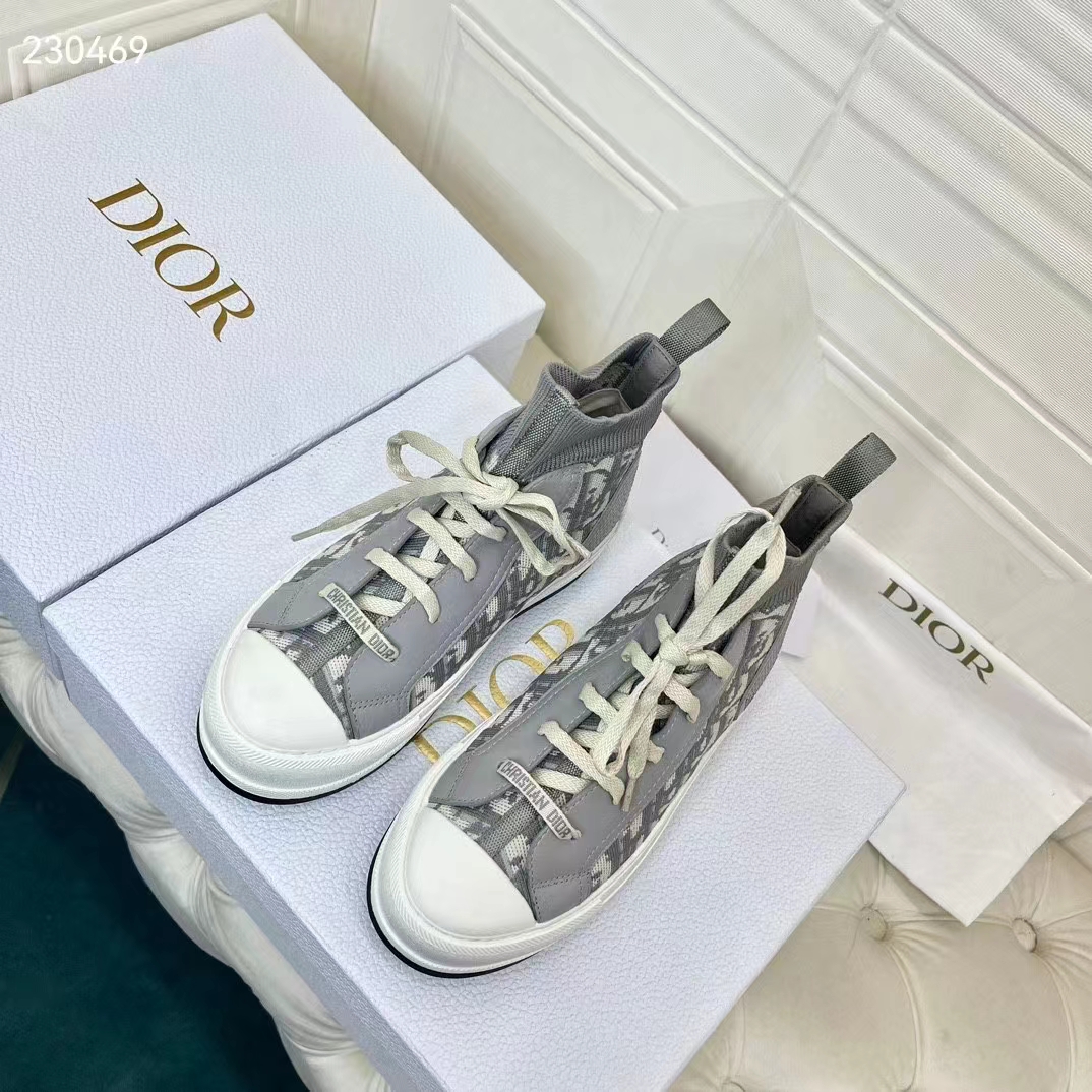 Dior Unisex Shoes CD Walk’N’Dior Sneaker Gray Dior Oblique Technical Mesh Calfskin (7)