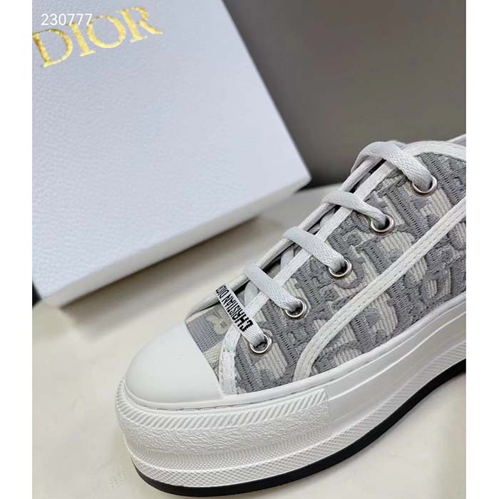 Dior Unisex Shoes CD Walk’N’Dior Sneaker Stone Gray Dior Oblique Embroidered Cotton (10)