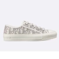 Dior Unisex Shoes CD Walk’N’Dior Sneaker Stone Gray Dior Oblique Embroidered Cotton (12)