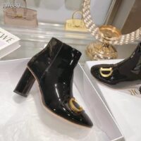 Dior Women CD C’est Dior Heeled Ankle Boot Black Patent Calfskin (7)