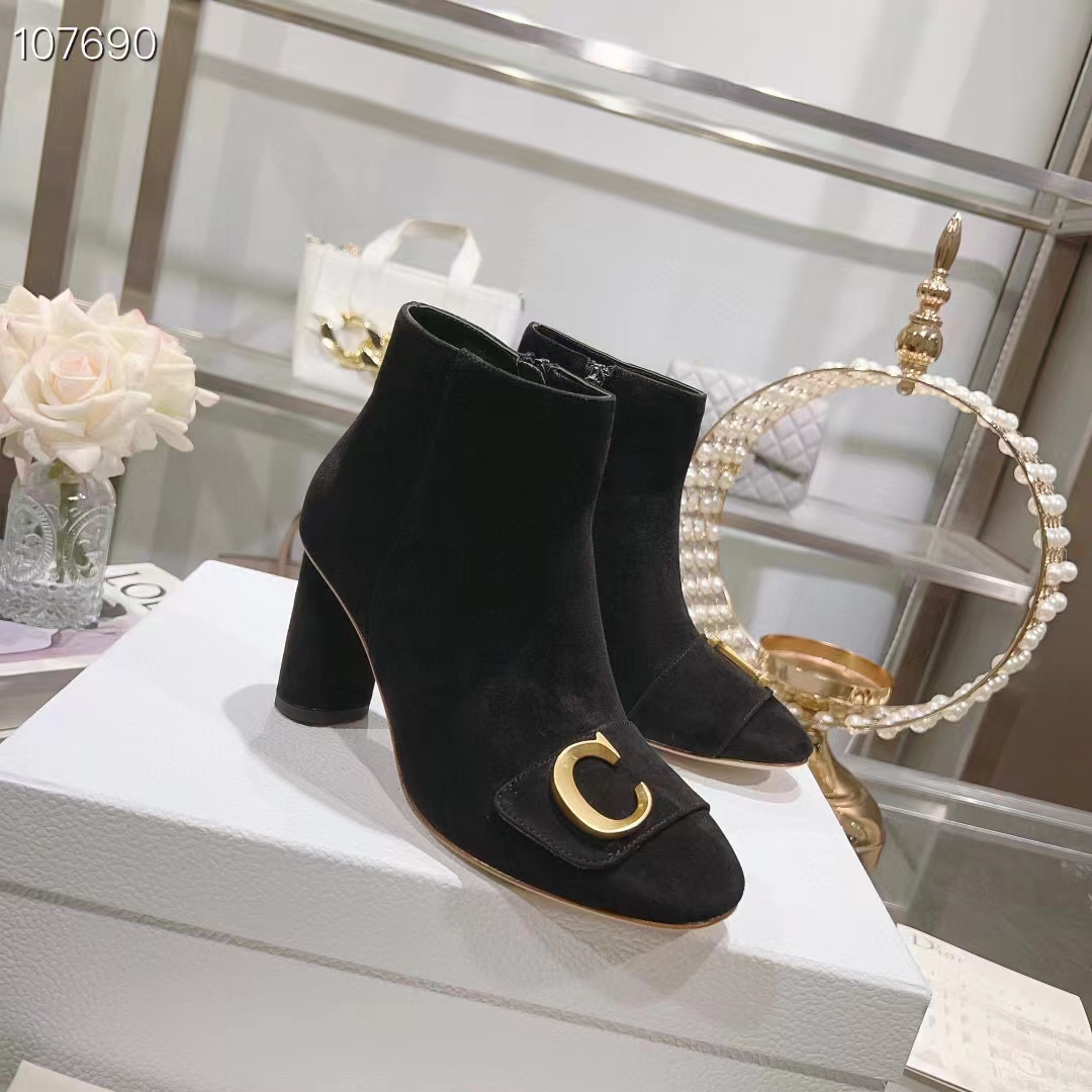 Dior Women CD C’est Dior Heeled Ankle Boot Black Suede Calfskin (1)