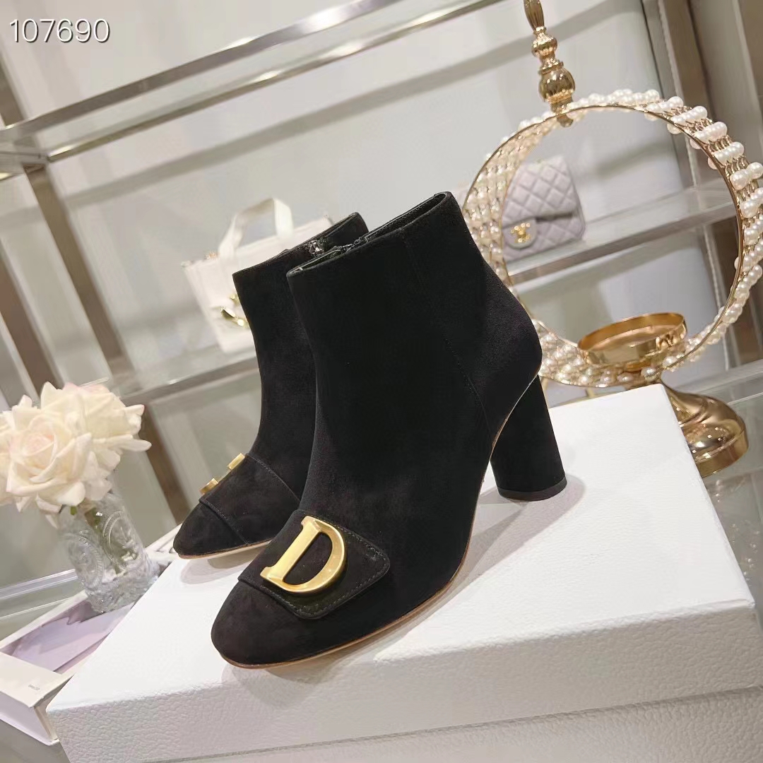 Dior Women CD C’est Dior Heeled Ankle Boot Black Suede Calfskin (10)