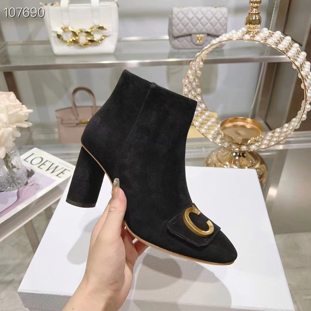 Dior Women CD C’est Dior Heeled Ankle Boot Black Suede Calfskin (11)