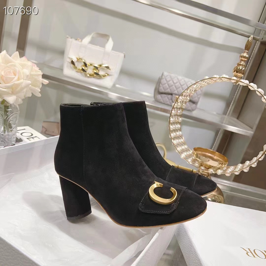 Dior Women CD C’est Dior Heeled Ankle Boot Black Suede Calfskin (3)