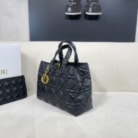 Dior Women CD Large Dior Toujours Bag Black Macrocannage Calfskin (3)