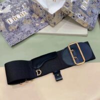 Dior Women CD Saddle Belt Black Smooth Calfskin Technical Fabric 80 MM Width (1)