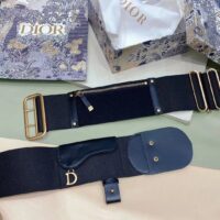 Dior Women CD Saddle Belt Black Smooth Calfskin Technical Fabric 80 MM Width (1)