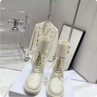 Dior Women CD Shoes D-Trap Ankle Boot White Calfskin Shearling (2)