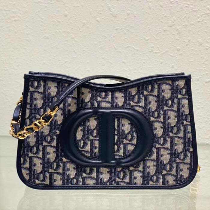 Dior Women CD Signature Hobo Mini Bag Blue Dior Oblique Jacquard (5)