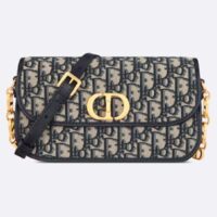 Dior Women CD Small 30 Montaigne Avenue Bag Blue Dior Oblique Jacquard (2)